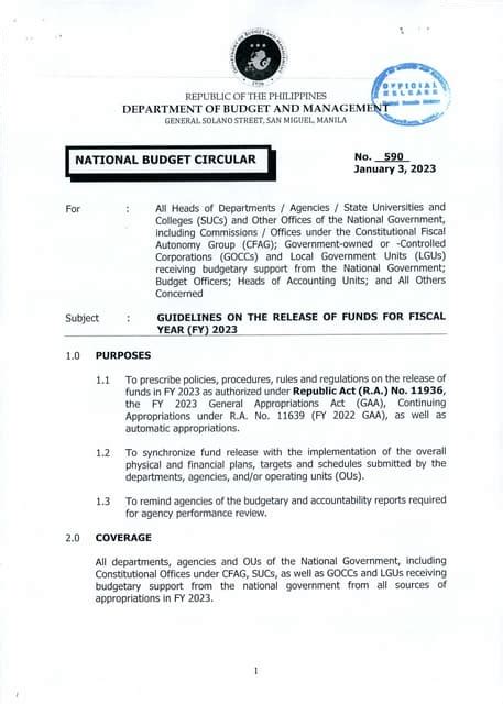 I NATIONAL BUDGET CIRCULAR No. .